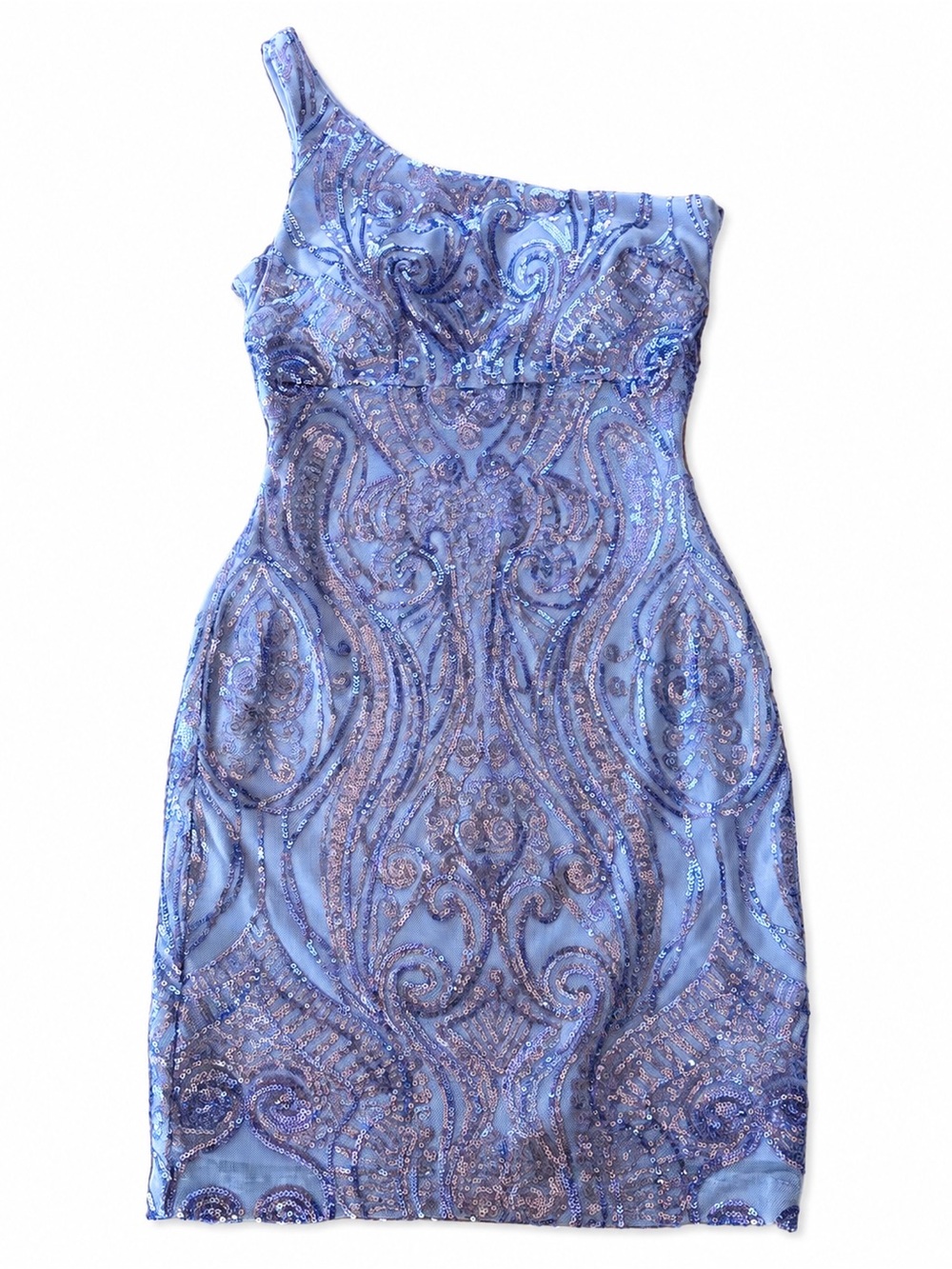 NEXT/UP Sequin One Shoulder Mini Dress Lavender Size 3/4 Party Cocktail